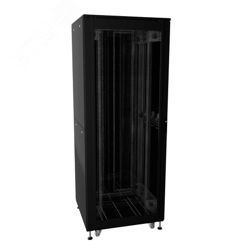 Шкаф напольный разобранный 19'' IT-CQE-N 42U 600x1000 мм, крыша с вырубкой, дверь стекло и двойная сплошная металл, двойные боковые панели, черный RAL9005 - DKC IT, артикул R5ITN42610FG1M1SB