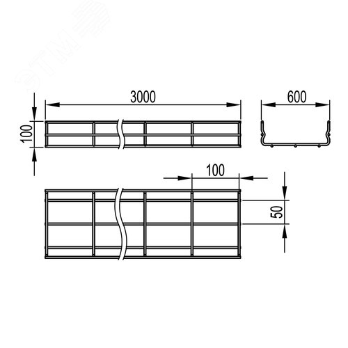 Лоток проволочный 100х600х3000 2