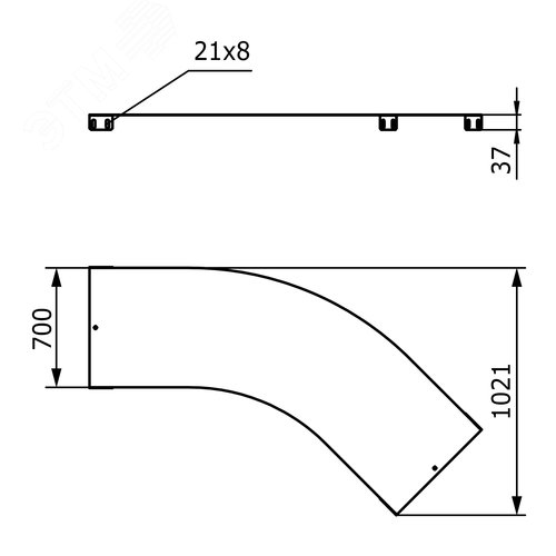 Крышка на угол 45 градусов 700мм цинк-ламельная 2