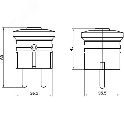 Вилка кабельная бытовая с центральным вводом кабеля черная 16А IP20 2P+E 230В 2
