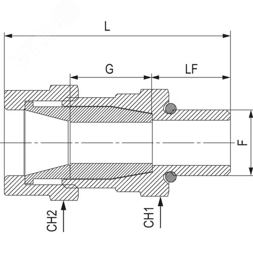 Взрывозащищенный кабельный ввод ANS под небронированный кабель M25х1,5 D10,5-18мм. Никелированная латунь. IP66/68 2
