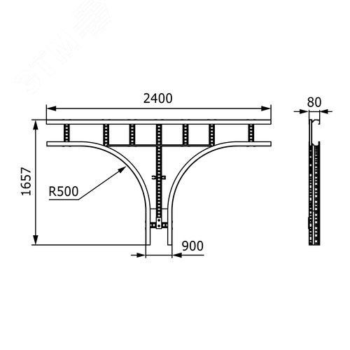 Ответвитель Т-образный лестничный 80х900 горячеоцинкованный 2