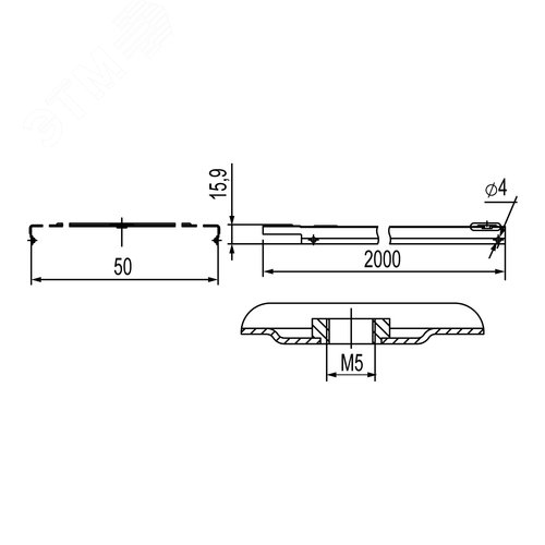 Крышка на лоток 50мм L=2000мм цинк-ламельная с заземлением 2