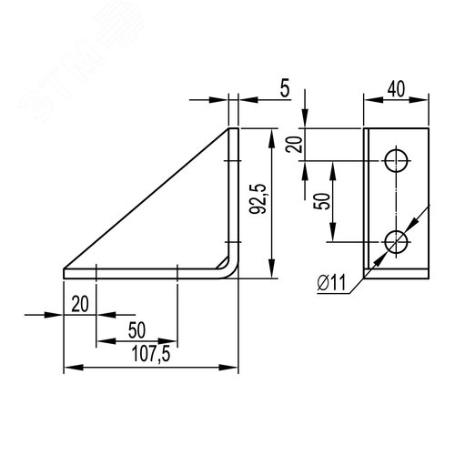Уголок двойной усиленный левый, INOX 304 (IBMC1022C) - фото 2