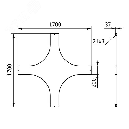 Крышка на X-ответвитель 200мм цинк-ламельная 2