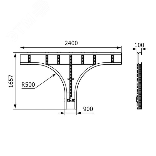 Ответвитель Т-образный листовой 100х900 цинк-ламельный 2