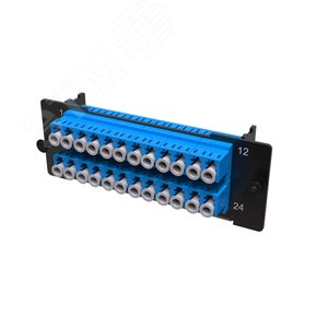 Планка адаптерная с установленными 12хLC Dupleх адаптерами (aligned key) (цвет адаптера - синий). OS2. 1 HU - DKC IT