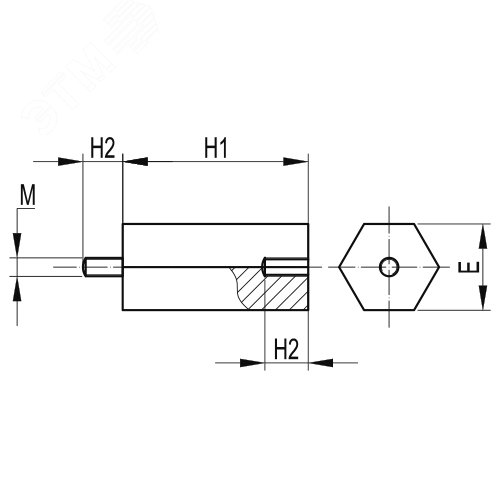 Спейсер Lоснования= 100мм Lрезьбы= 10мм М6 2