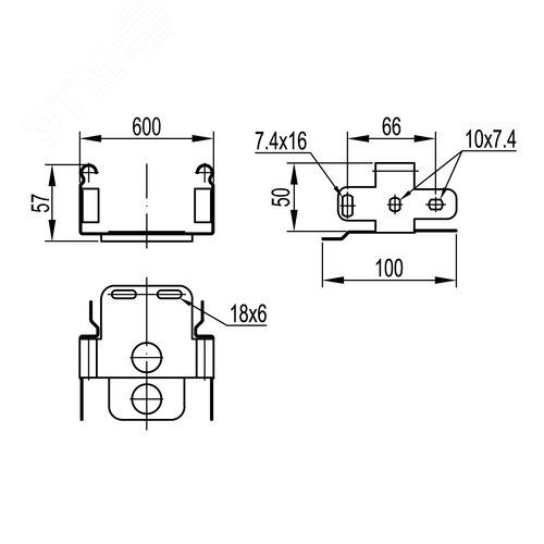 Переходник 50х600 с проволочного лотка  на листовой 2