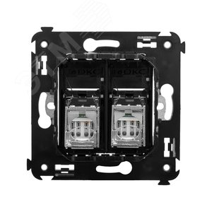 Avanti Розетка RJ-45 в стену, 5e двойная экранированная, ''Черный квадрат'' 3