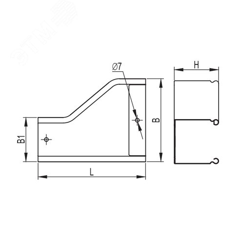 Переходник RRS левосторонний 200/100 H100 в комплекте с крепежными элементами и соединительными пластинами 2