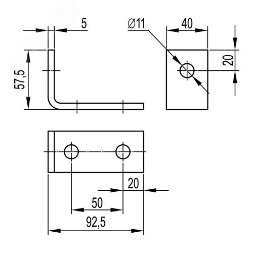 Уголок одиночный удлиненный 92 мм, INOX 304 (IBMC1012C) - фото 2