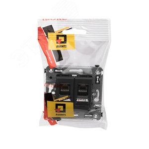 Avanti Компьютерная розетка RJ-45 в стену, кат.6А двойная, Черный матовый - фото 5