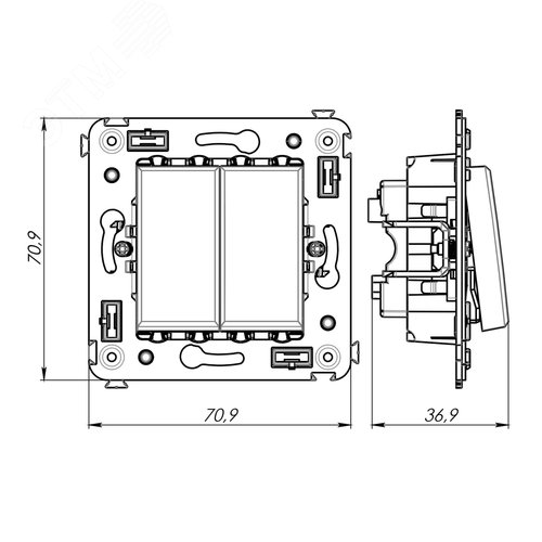 Avanti Выключатель двухклавишный в стену  Закаленная сталь 6