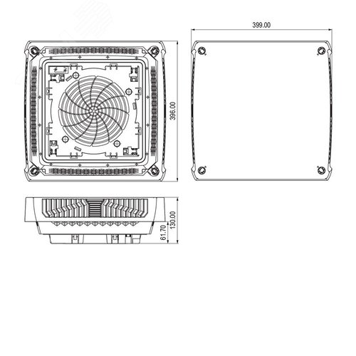 Потолочный вентилятор 135x400x400 мм, 870/960 м3/ч, 230 В, IP55 - фото 5