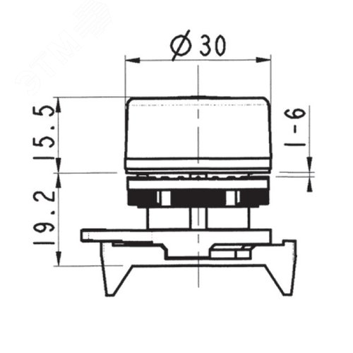 Кнопка плоская прозрачная с фиксацией красная (ABDLM1) 2
