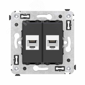Avanti Телефонная розетка RJ-12 без шторки в стену двойная, Черный матовый - DKC (ДКС)