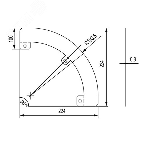 Перегородка SEP для угла CD 90 H100, в комплекте с крепежными элементами и необходимыми для монтажа, г/о 2