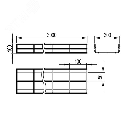 Лоток проволочный 100х300 L=3000мм 2