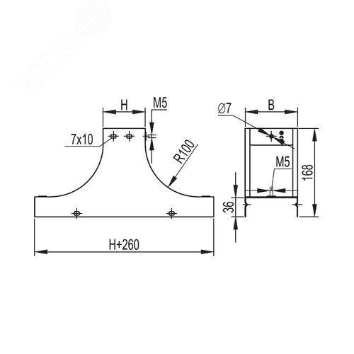 Крышка-ответвитель TS основание 600 H50 в комплекте крепежные элементы соединительные пластины 2