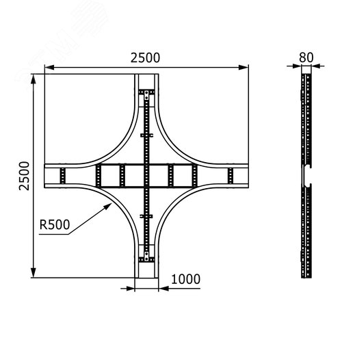 Ответвитель Х-образный листовой 80х1000 цинк-ламельный 2