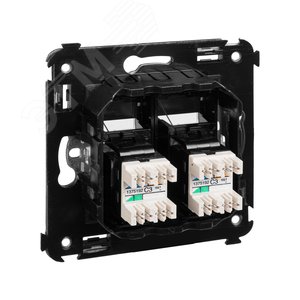 Avanti Телефонная розетка RJ-12 в стену двойная, , Черный матовый - фото 4