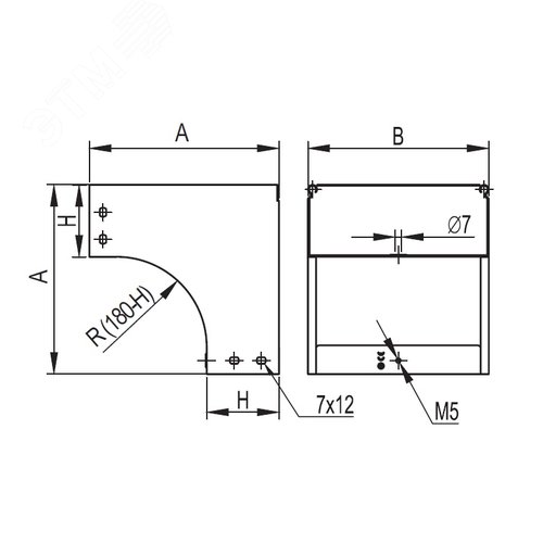 Угол CDV 90 вертикальный внешний основание 500 H50 в комплекте с крепежными элементами и соединительными пластинами 2