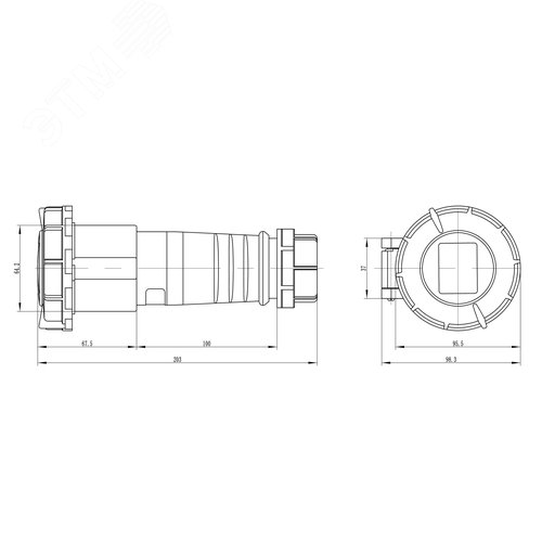 Розетка кабельная IP67 32A 2P+E 230В - фото 2