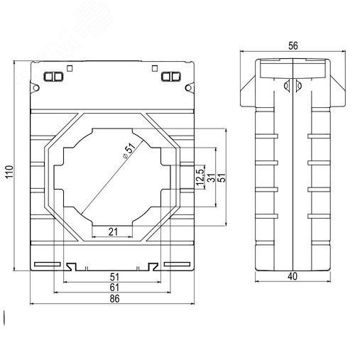 Трансформатор тока CT60 750/5А, класс точности 0.5S, 5ВА - фото 2