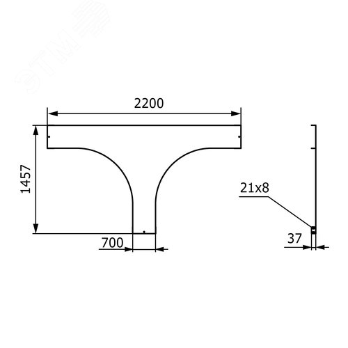 Крышка на ответвитель Т-образный 700мм цинк-ламельная 2