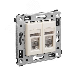 Avanti Розетка RJ-45 в стену, кат.6 двойная экранированная, ''Ванильная дымка'' - фото 2