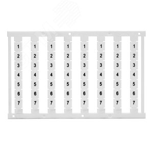 Маркировка для клемм, ширина 8 мм, узкая, для клемм Push-in, белая, от 22 до 28, горизонтальная ориентация, 1 шт. карта из 56 маркеров - фото 3