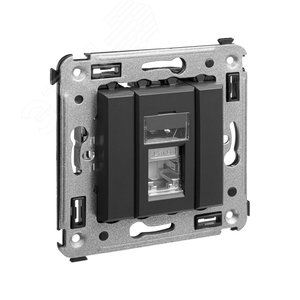 Avanti Компьютерная розетка RJ-45 в стену, кат.6 экранированная одинарная,, Черный матовый - фото 2