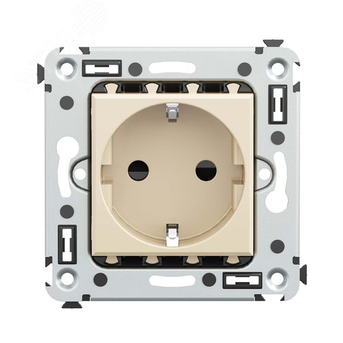 Avanti Розетка в стену, 2P+E, с защитными шторками, ''Ванильная дымка''