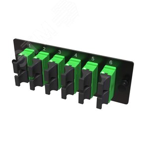 Планка адаптерная с установленными 6хMTP адаптерами (aligned key)(цвет адаптера - серый). OM4. 1/2 HU - DKC IT