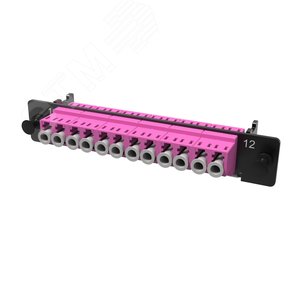 Планка адаптерная с установленными 6хLC Dupleх адаптерами (aligned key)(цвет адаптера - пурпурный). OM4. 1/2 HU - DKC IT