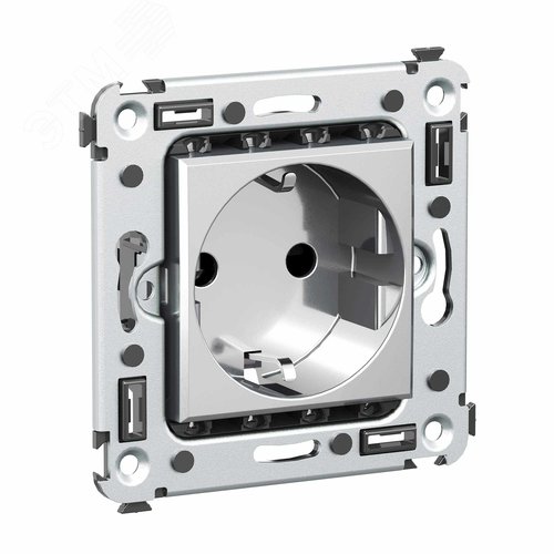 Avanti Розетка в стену 2P+E с з/ш  Закаленная сталь 2