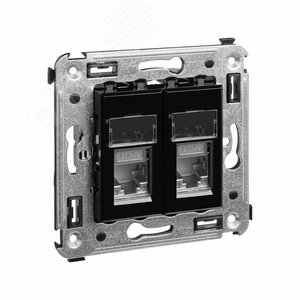 Avanti Розетка RJ-45 в стену, 5e двойная экранированная, ''Черный квадрат'' 2