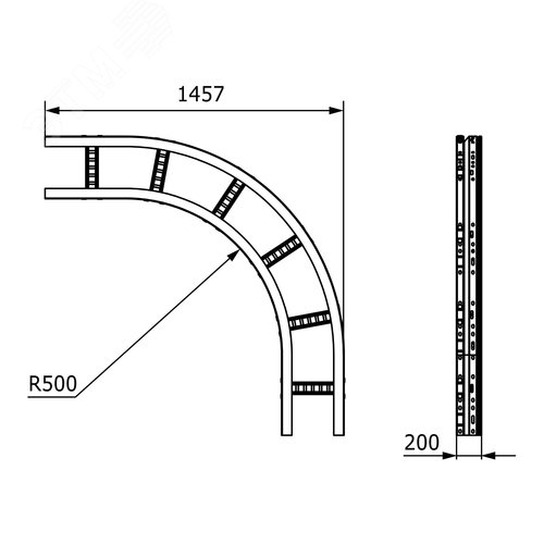 Угол лестничный 90 градусов 200x700 цинк-ламельный 2