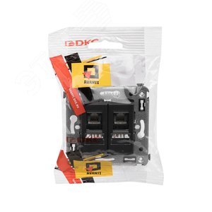 Avanti Компьютерная розетка RJ-45 в стену, кат.5e двойная, , Черный матовый - фото 5