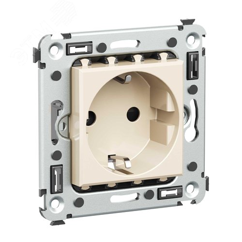 Avanti Розетка в стену, 2P+E, с защитными шторками, ''Ванильная дымка'' 2
