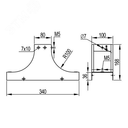 Крышка-ответвитель TS 100/80 в комплекте крепежные элементы соединительные пластины 5
