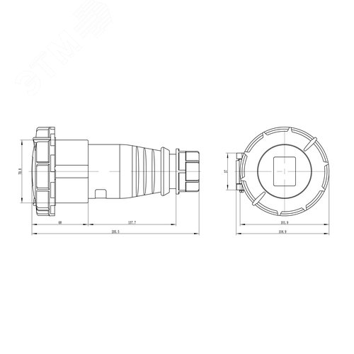 Розетка кабельная IP67 32A 3P+E+N 400V - фото 2