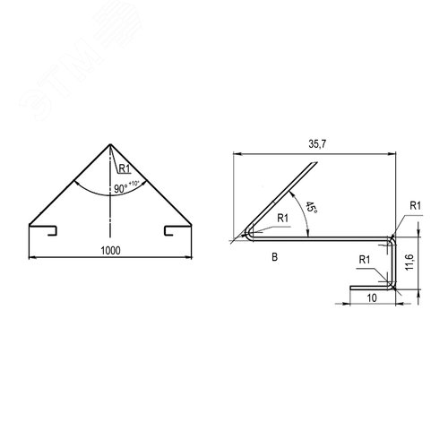 Крышка двускатная 1000 1 м 2