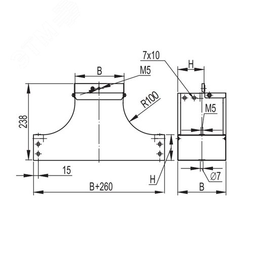 Ответвитель Т-образный вверх (плоский) TSS 300/80 в комплекте крепежные элементы соединительные пластины 2