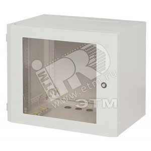 Шкаф настенный 19 дюймовый SWJ 18U 871x600х300 с стеклянной дверью серый сбранный (10973) - Zpas