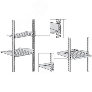 Полка угловая WZ-5714-53-00-011 1U x 446 x 250 mm (до 10 кг), цвет серый (RAL 7035) | 47798 | Zpas 2