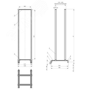 Стойка открытая WZ-6026-01-02-011 19"(проф.WZ-1718-XX-XX-000),36U,в.1719мм,ш.560мм и полезн.г.650мм,двухрамн.,сер.(RAL 7035)SRX-236 | 45683 | Zpas - фото 9