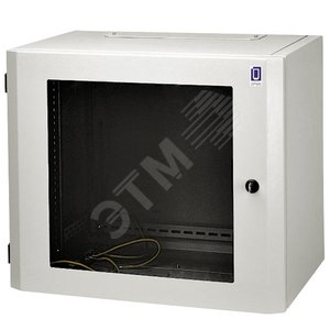 Шкаф настенный 19‘ SWJ 15U 737x600х400 со стеклянной дверью в стальной раме серый (RAL7035) (SWJ-004-2) (собранный) (10997) - Zpas