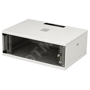 Шкаф настенный 19‘ SU 4U 223x600х600 со стеклянной дверью с открывающимися стенками серый (RAL7035) (собранный) (35416) - Zpas